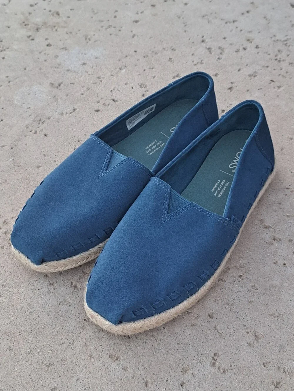 NWOT TOMS Navy Blue Suede Alpargata Rope Espadrille Slip Ons - Size 7✨ BRAND NEW